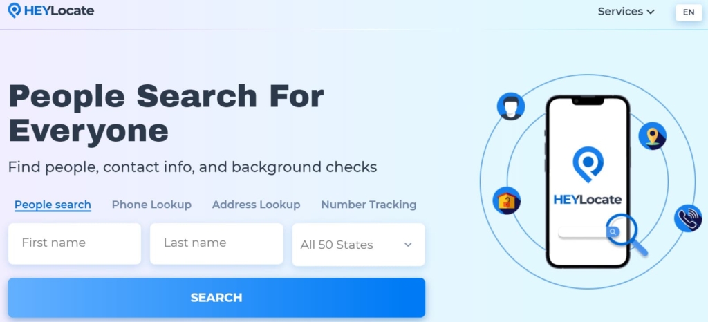 HeyLocate is a search engine that helps find cell phone location