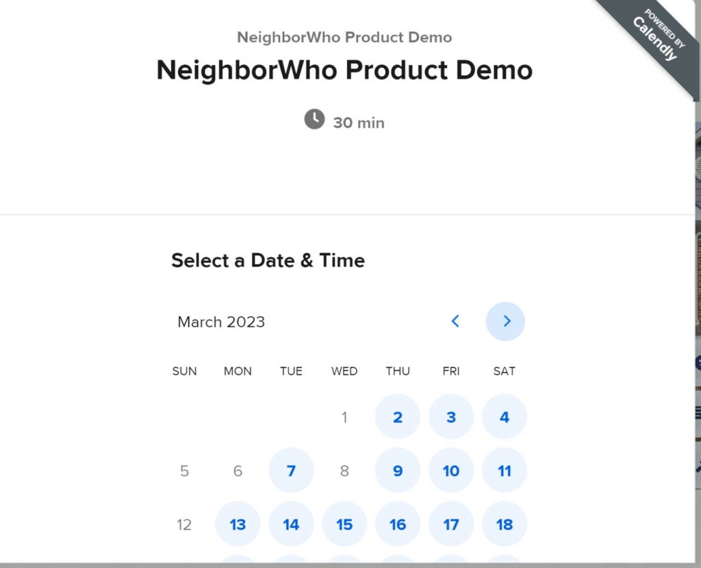 Demo request form on NeighborWho address lookup service 