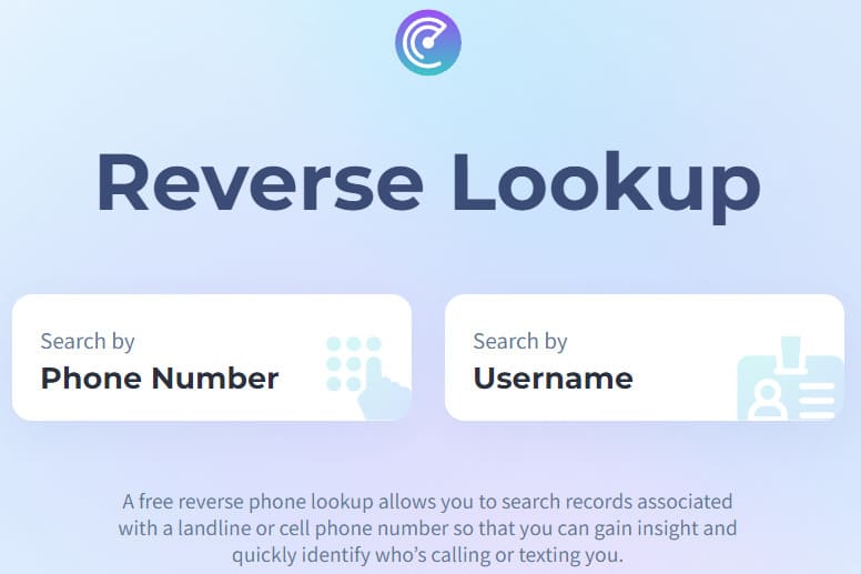 Scannero display of its reverse phone lookup options