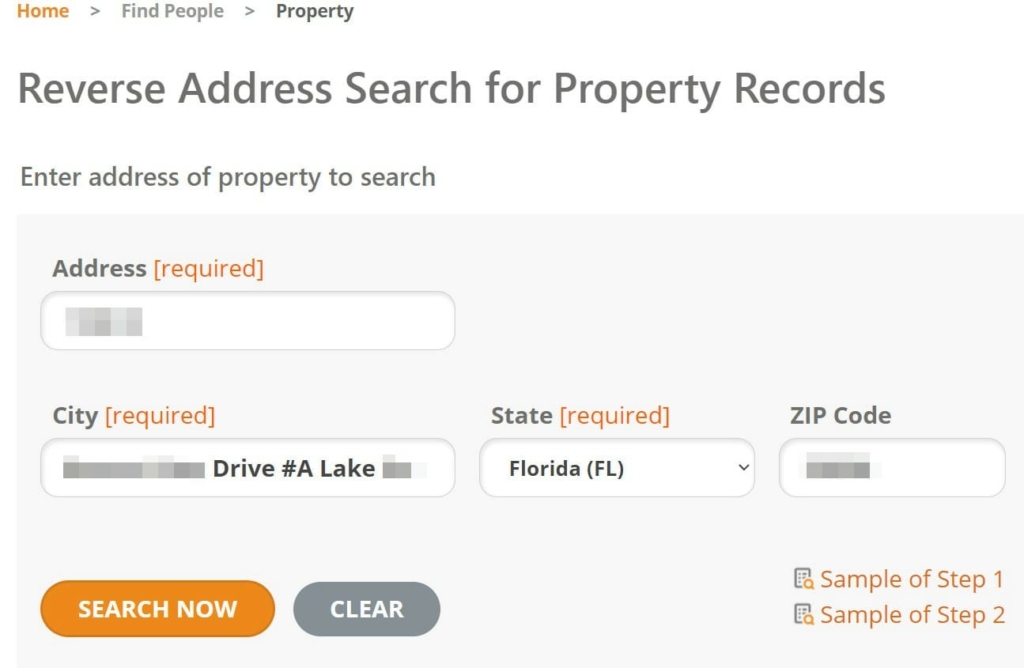 Searchbug property owner search results
