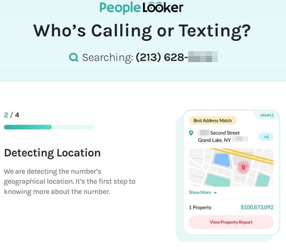 PeopleLooker search by phone number