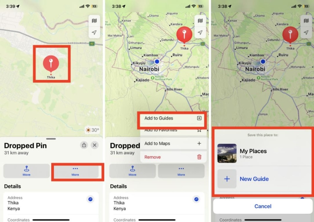 How to add pin to guides on Apple Maps