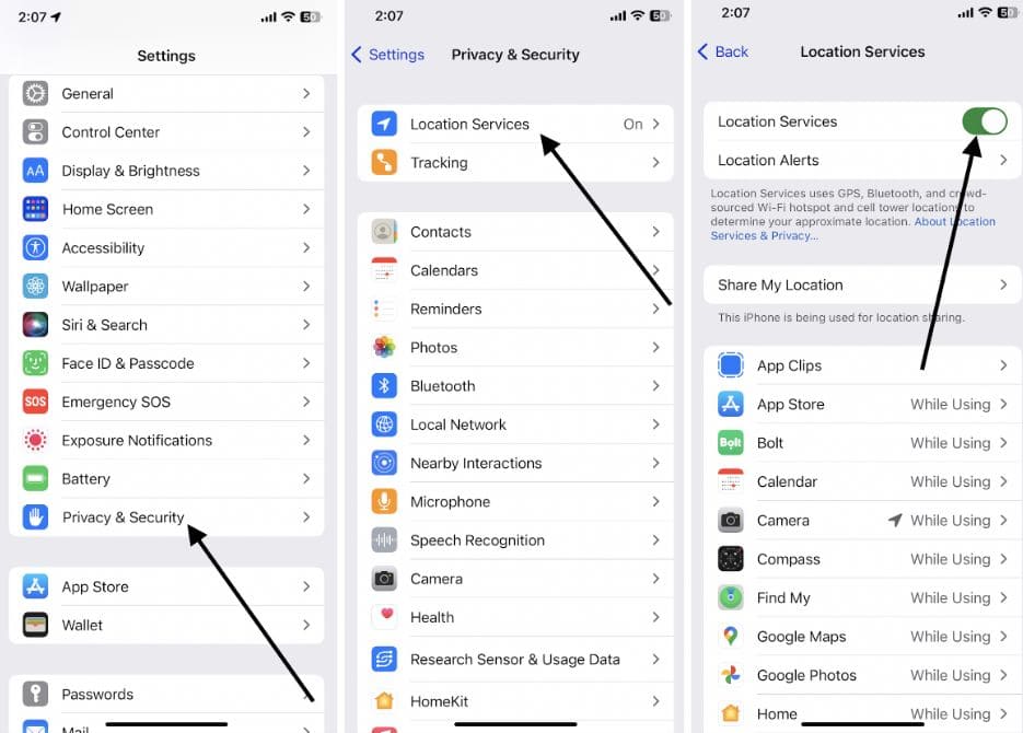 How to check if Location Services are enabled on an iPhone