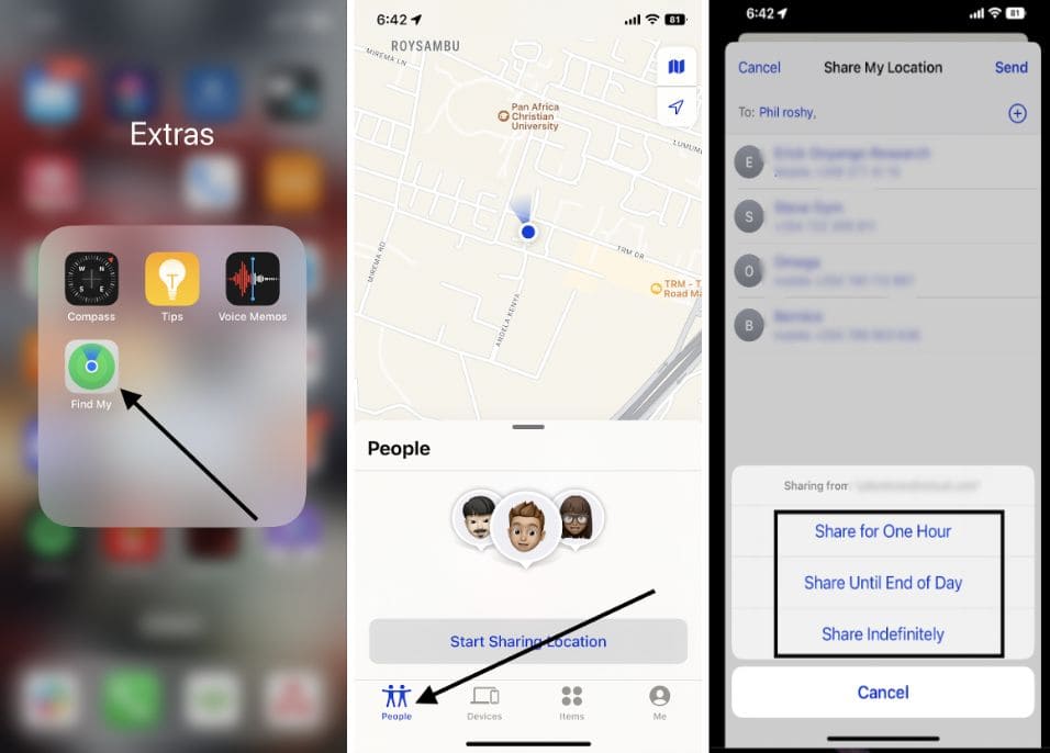 How to share location via Find My app on iPhone