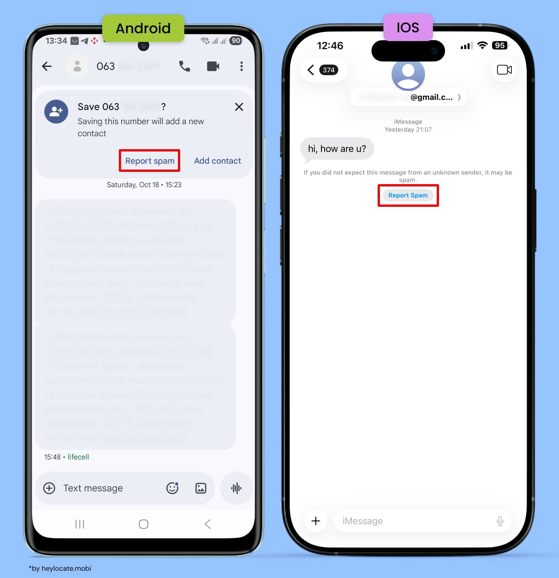 In the message, click Report Spam.