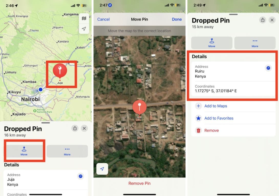 How to move or edit a pin drop on Apple Maps