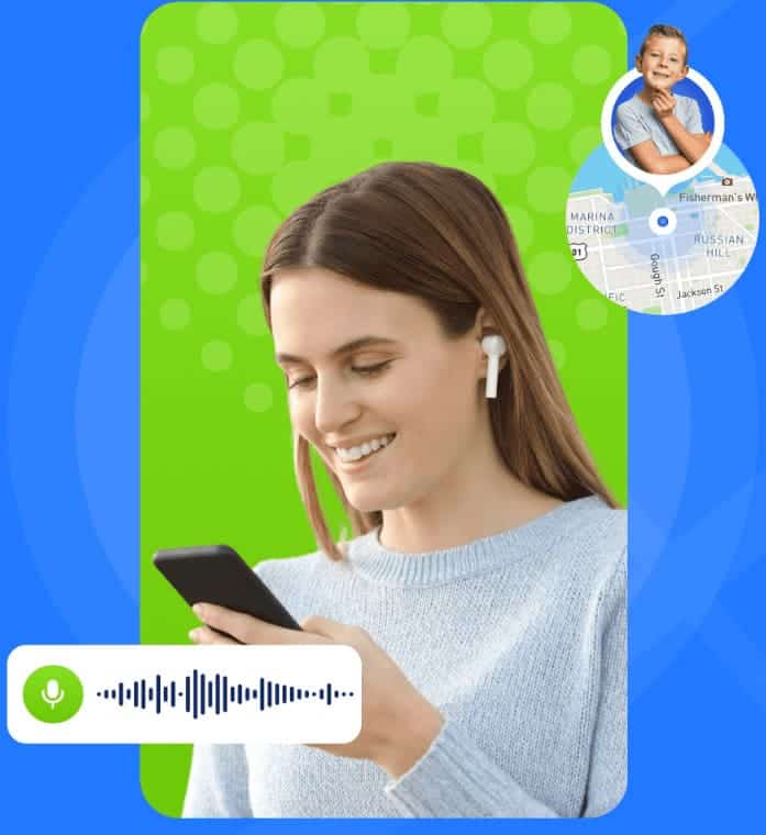 A girl recording an audio message in the mlite app