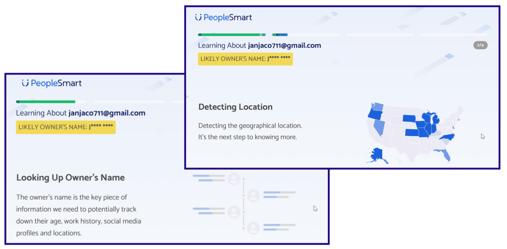 PeopleSmart searching for email details