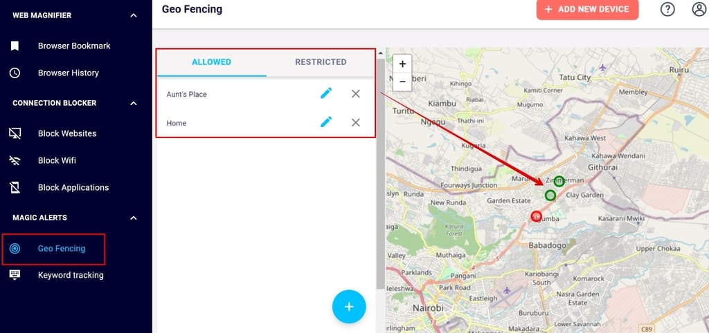 eyezy geo fencing for magic alerts
