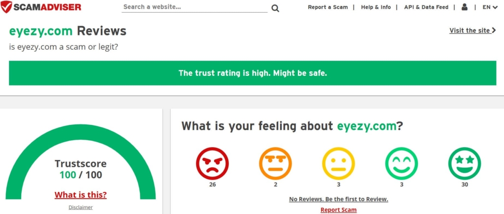 eyezy legitimate image on scamadviser