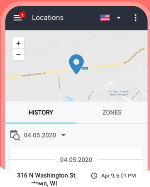 Parentaler showing location tracking feature