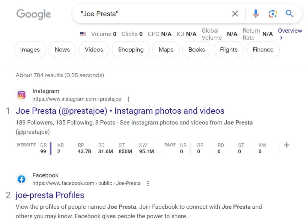 How to search name on Google to find social media profiles