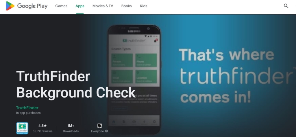 Truthfinder app image on Google Play Store