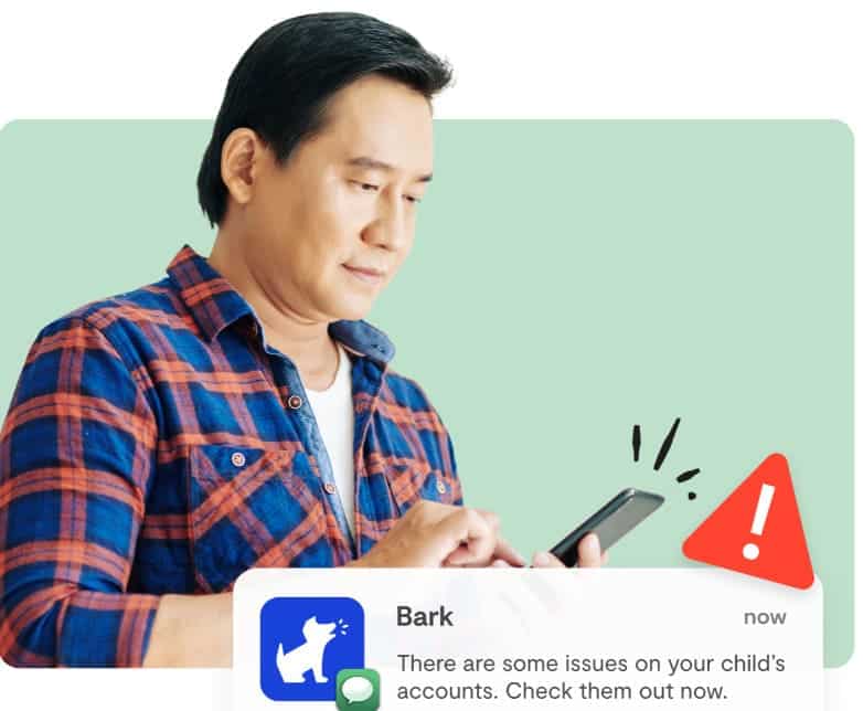 An image of a parent looking at a Bark alert about a child_s account