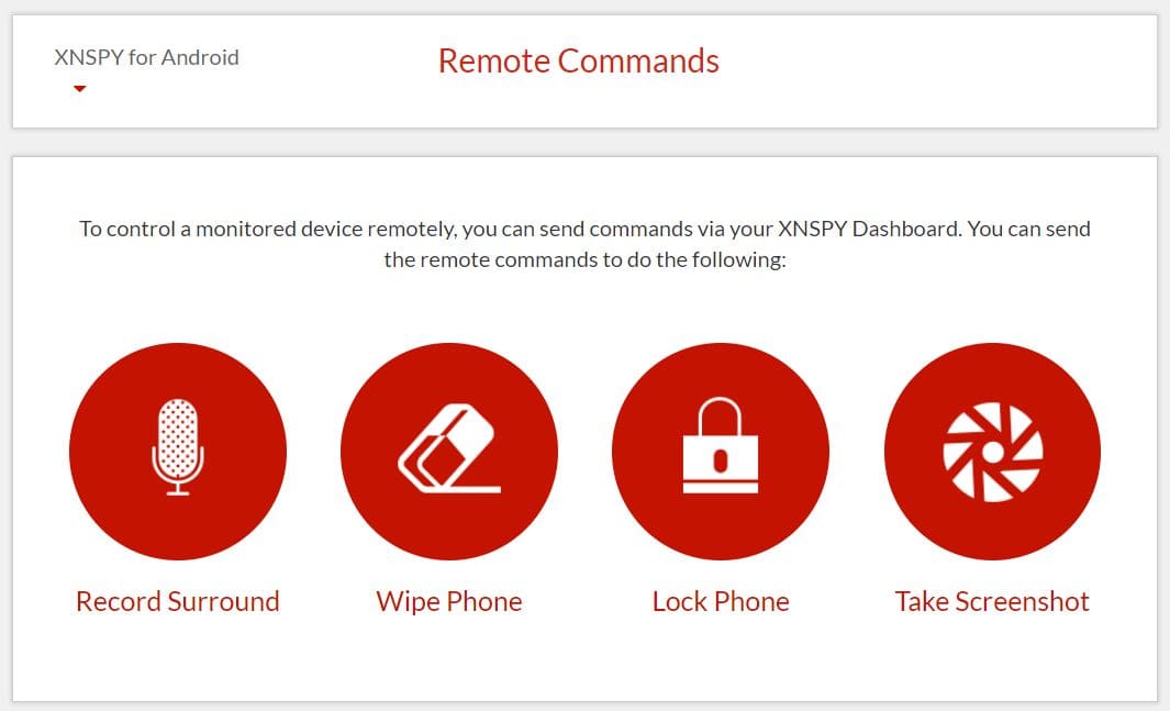 Remote commands from XNSPY for Android