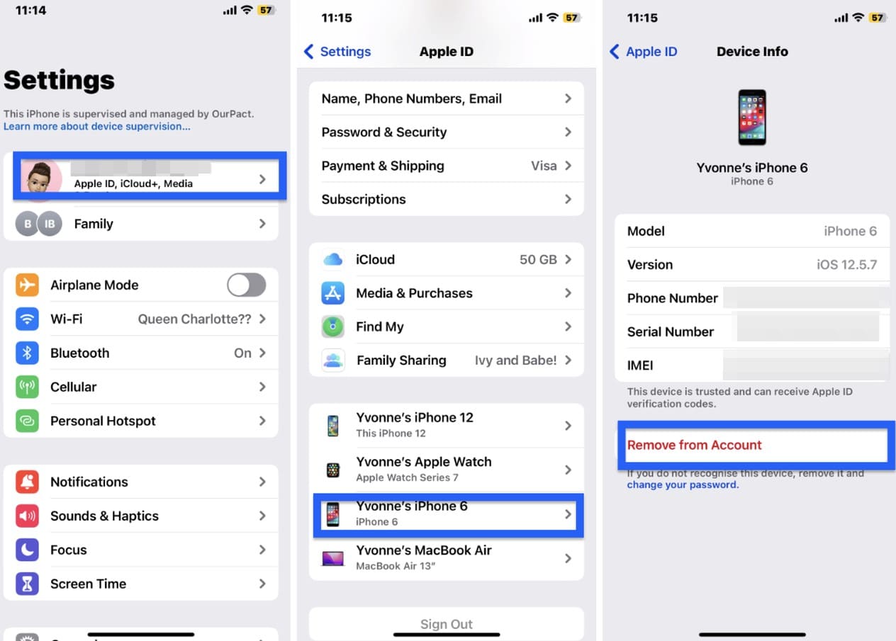 Steps on how to remove additional devices from your iCloud account