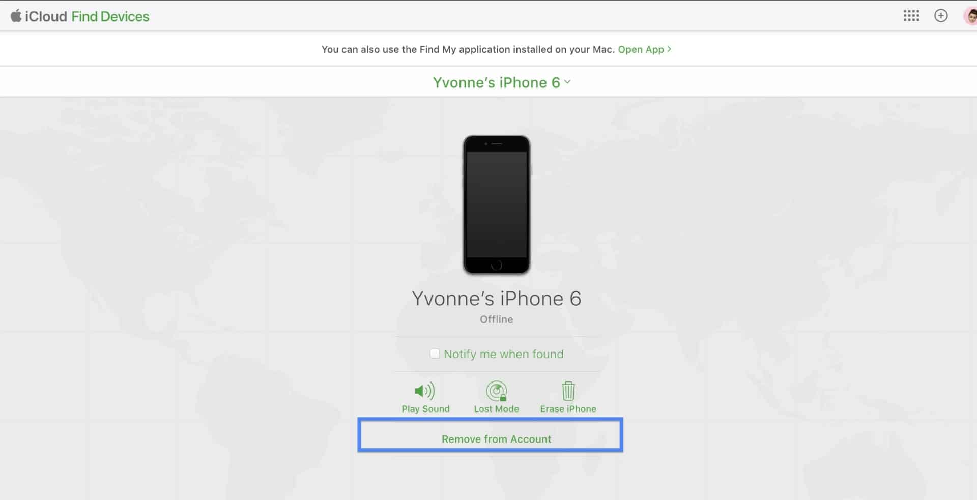 screenshot of step-by-step instructions on how to disable Find My iPhone on other devices