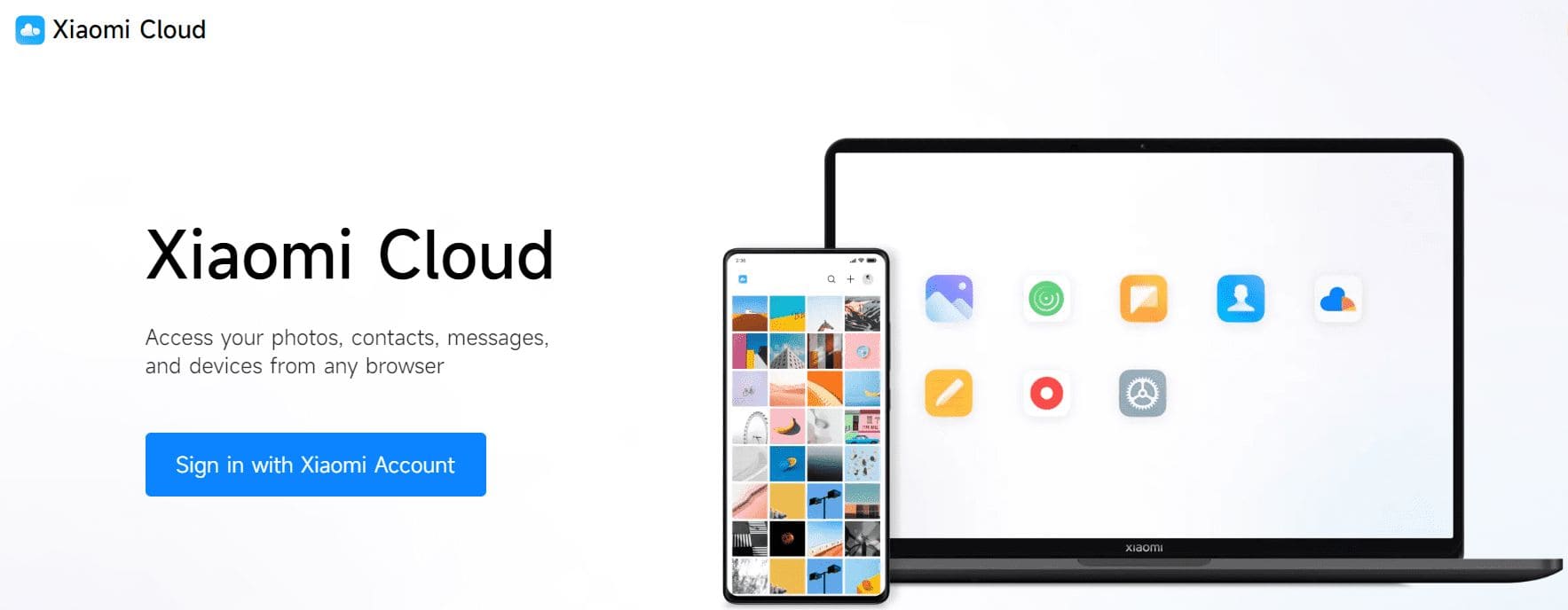 an image of Xiaomi cloud showing Find Device icon