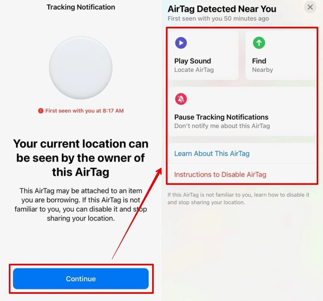 airtag detected near you iphone tracking notification