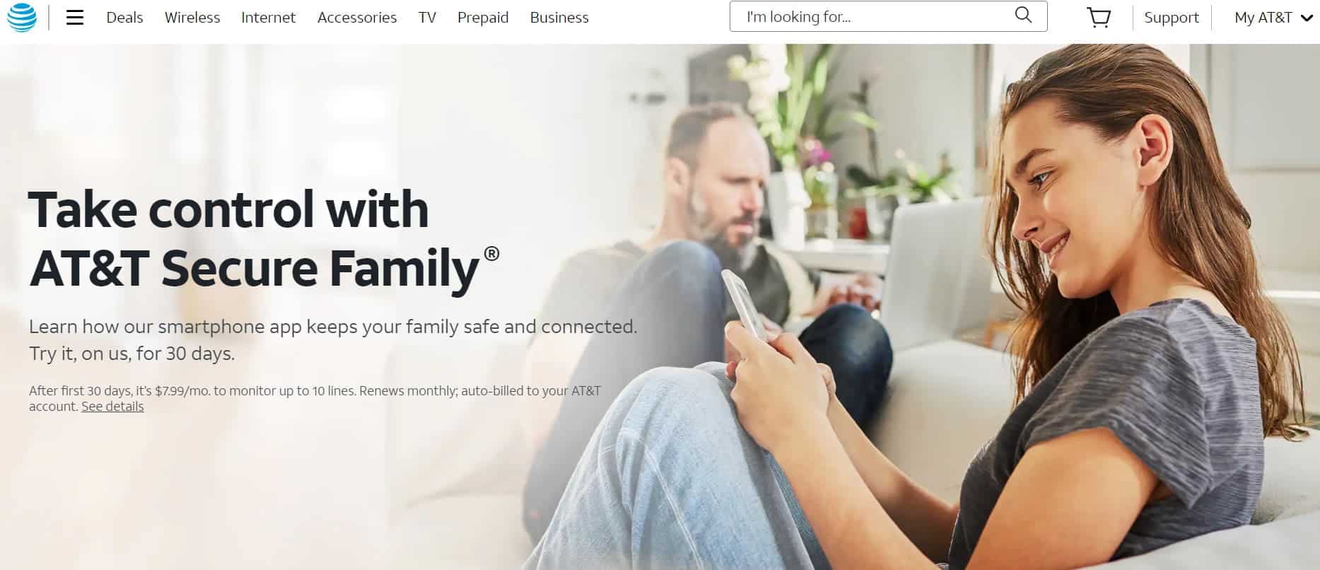 An image of AT_T Secure Family Start page