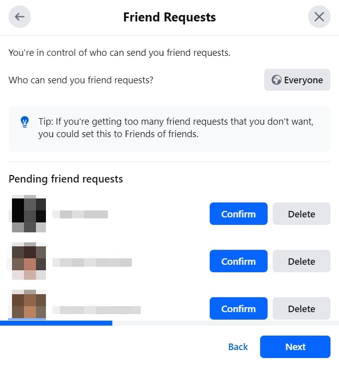 Open Facebook friend request page