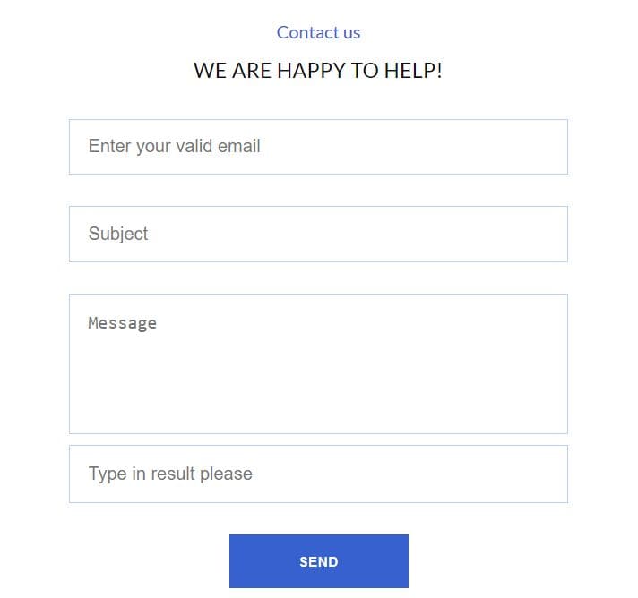 The form for contacting FBhacker's support team, which is provided on the site