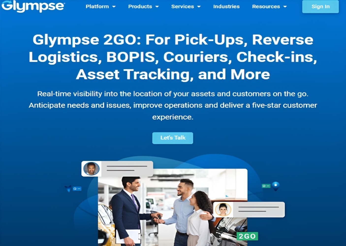 An image of Glympse2GO start page