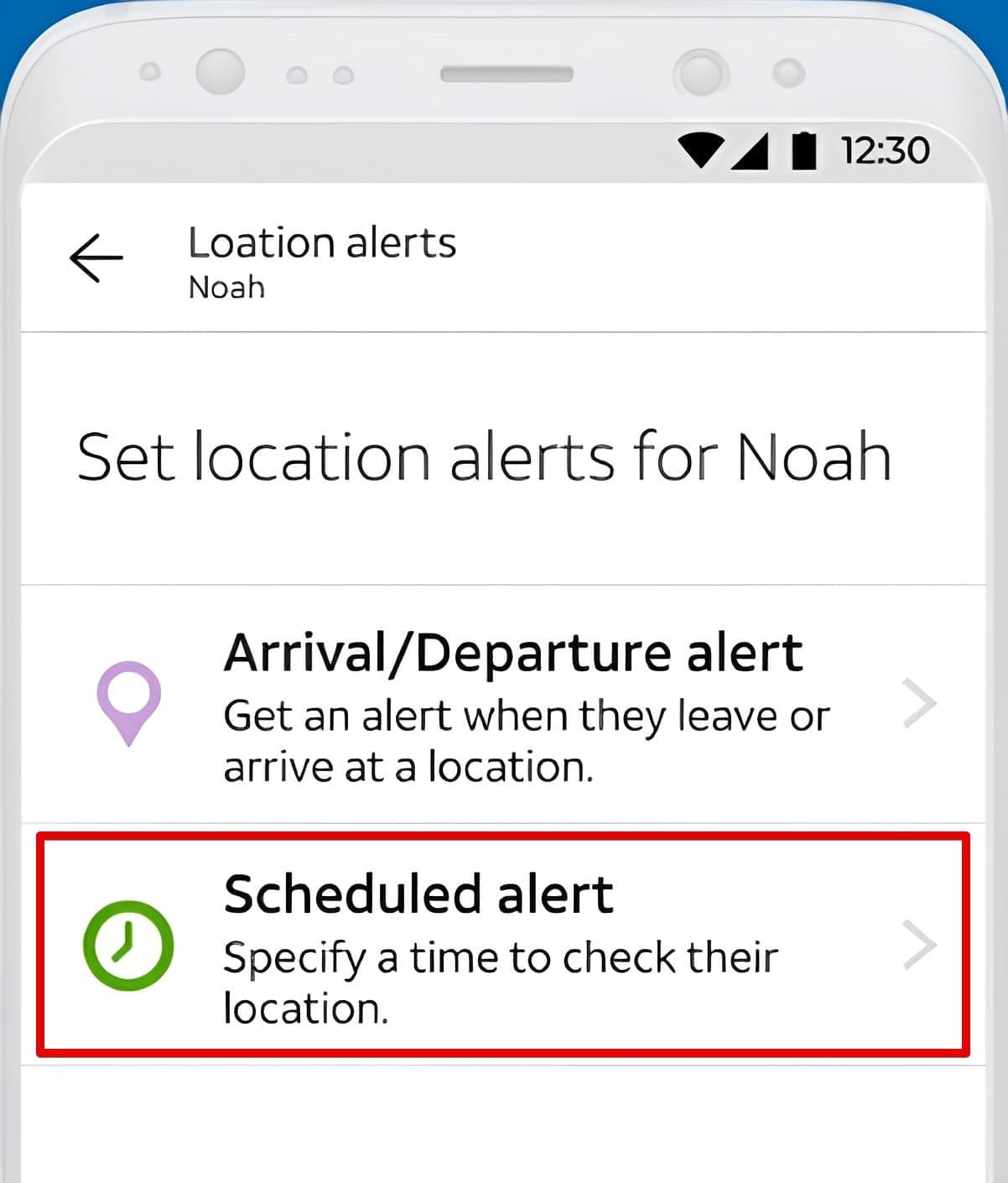 An image of setting location alerts on the Secure Family feature