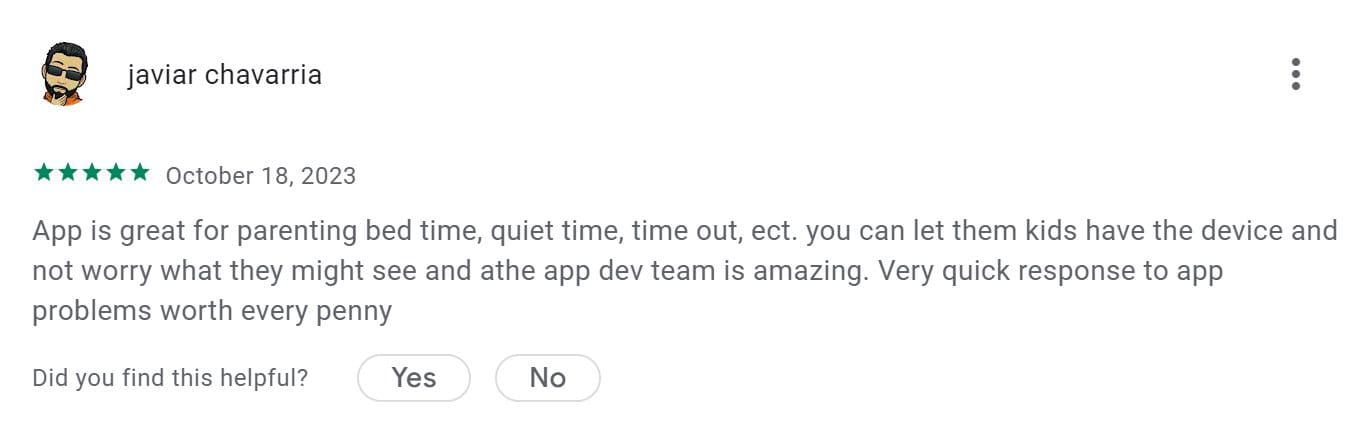 Image of positive customer review of AT&T Secure Family on Google Play