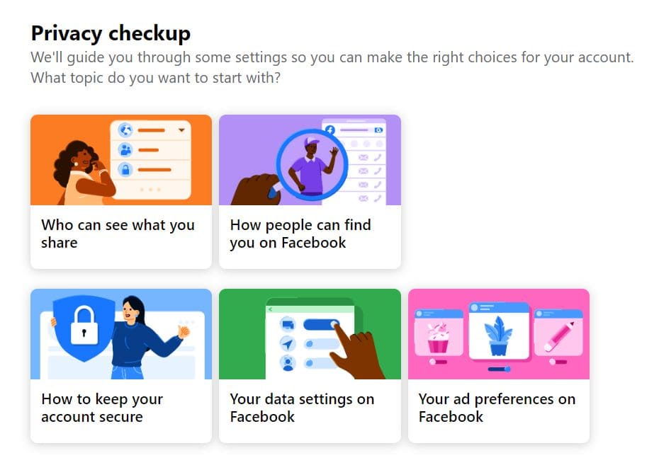 An image of the Facebook privacy checkup feature