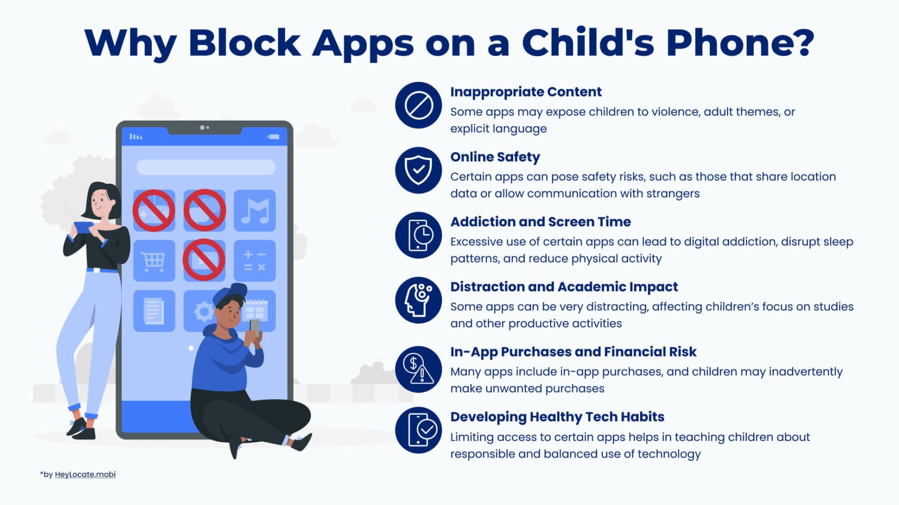 List of the reasons why it is important to block apps on a child's phone