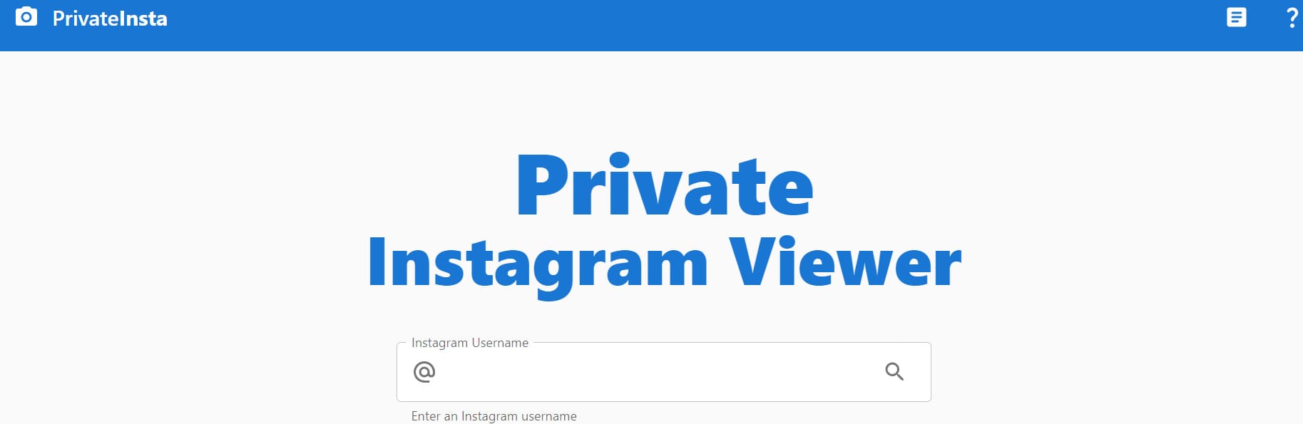 An image of Private Insta start page