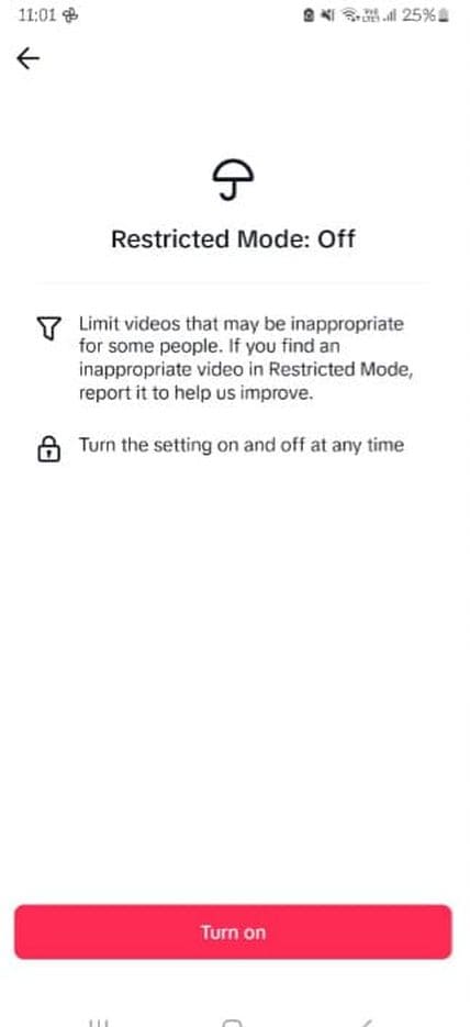 An image of the restricted on Tiktok app