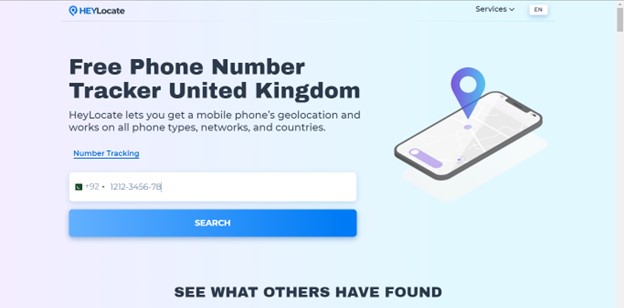 HeyLocate free phone number tracker in the UK home page