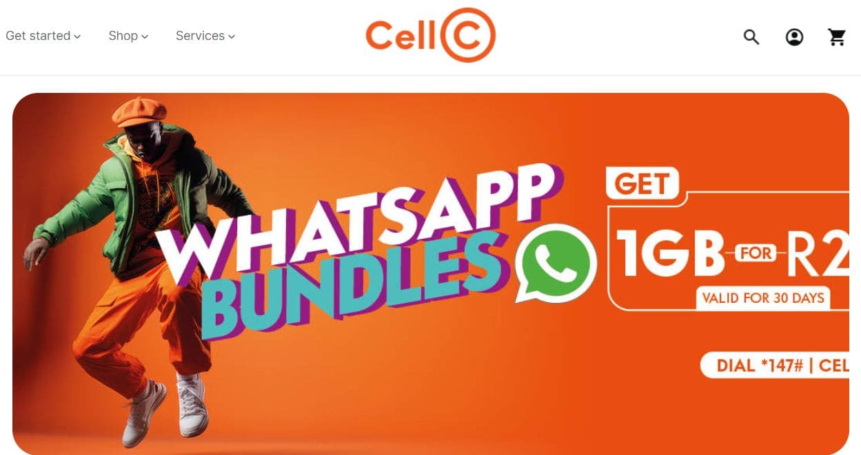 View of the main page of Cell C website