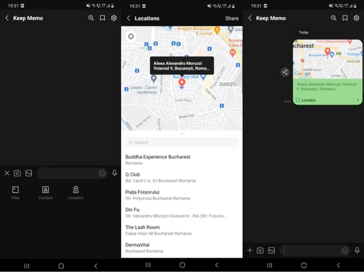 An image of sharing location using the LINE messaging app
