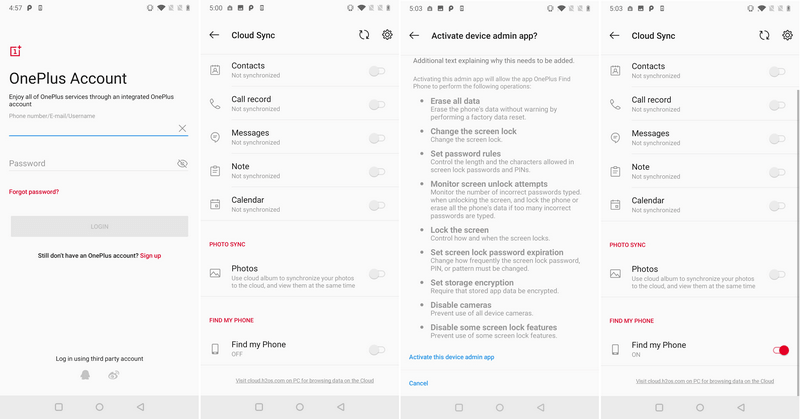 An image of setting up Find My Phone feature on OnePlus phone