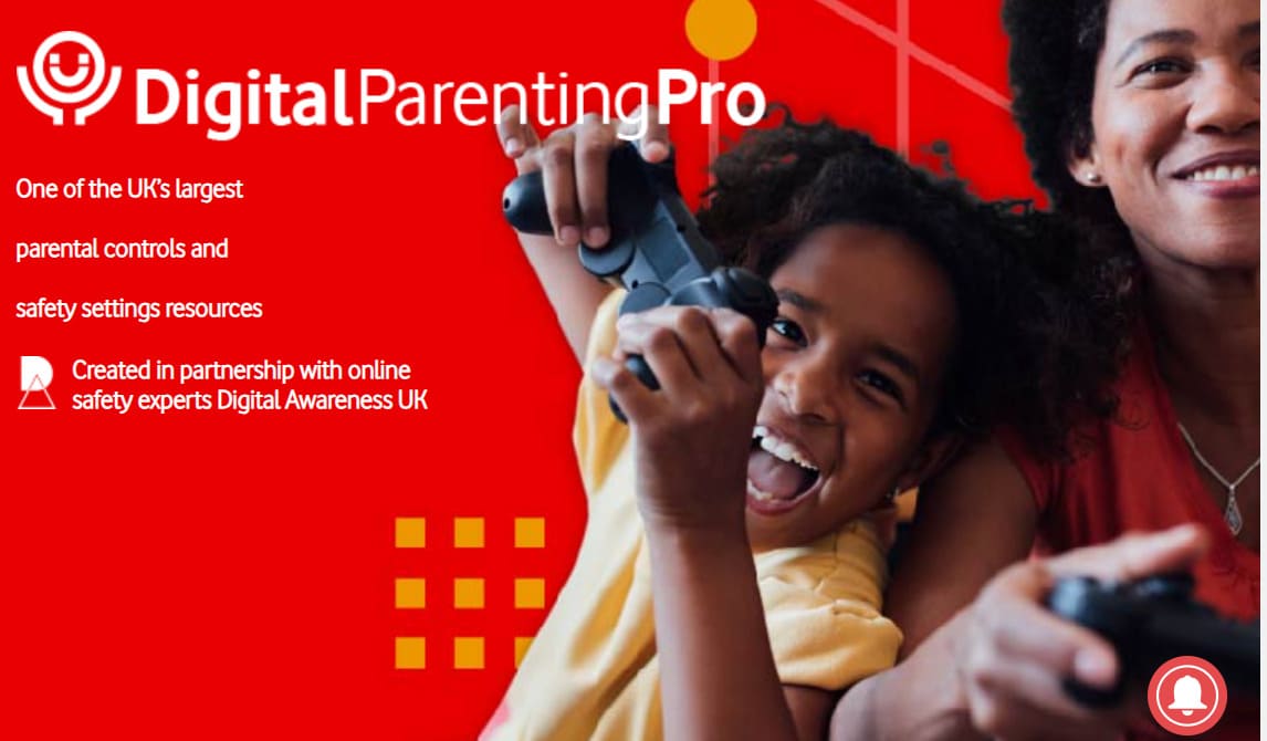An image of Vodafone Digital Parenting Pro website start page