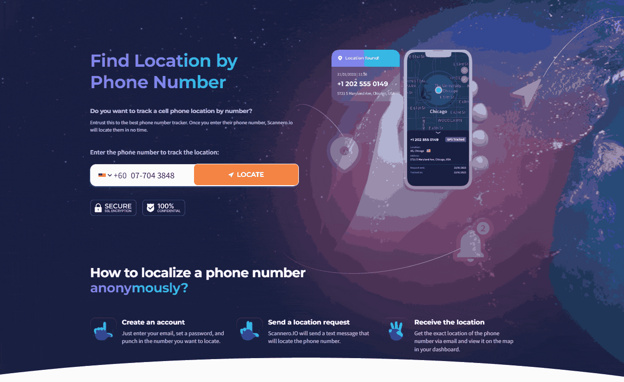 Tracking a phone location with Scannero