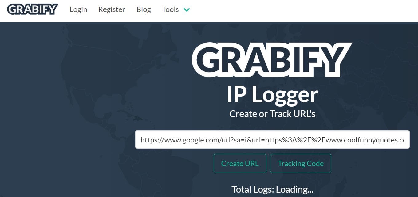 An image of a URL copied to Grabify