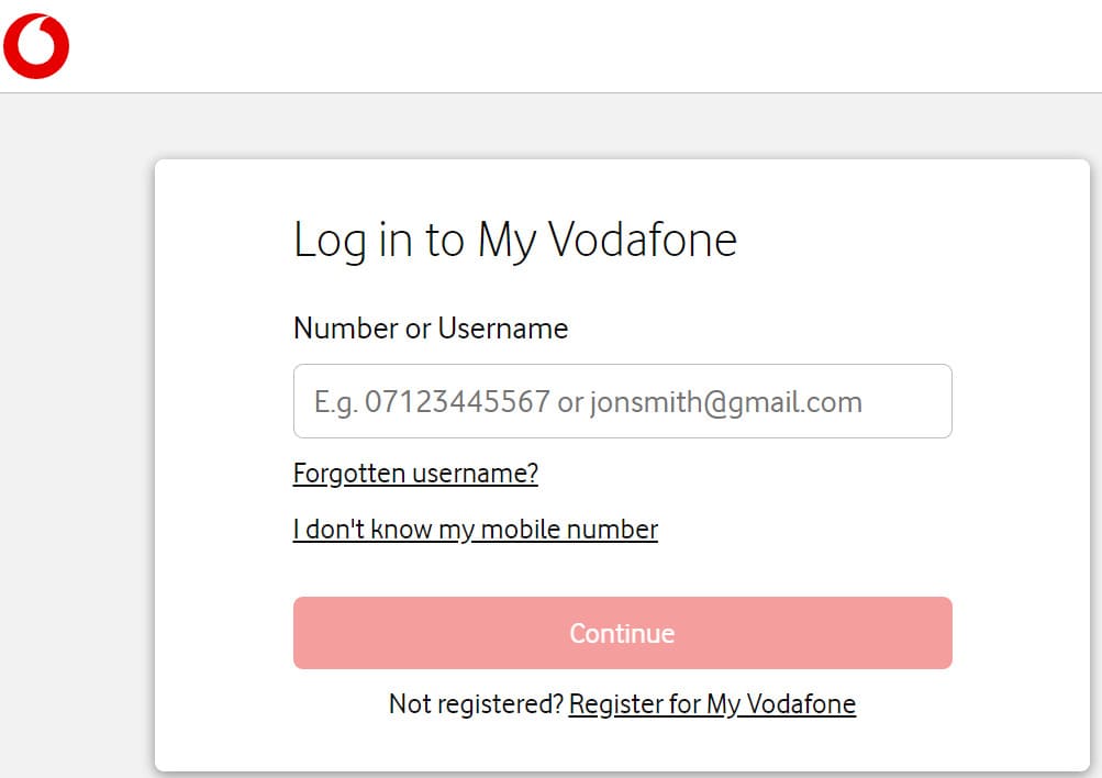 An image of Vodafone online account