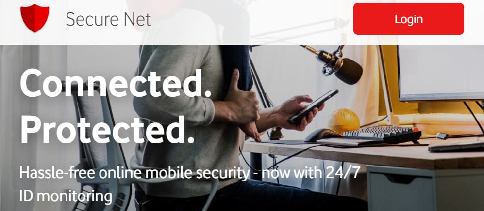 An image of Vodafone Secure Net start page