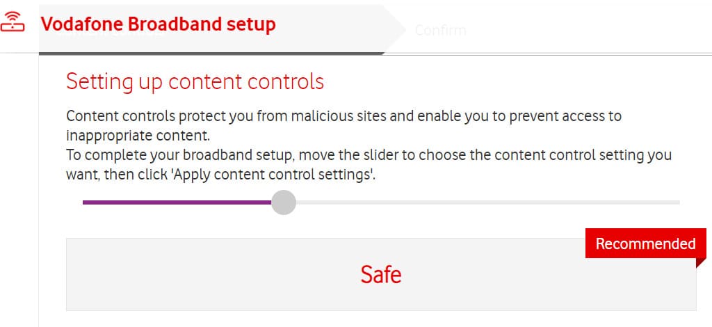An image of how to apply control settings on Vodafone Secure Net