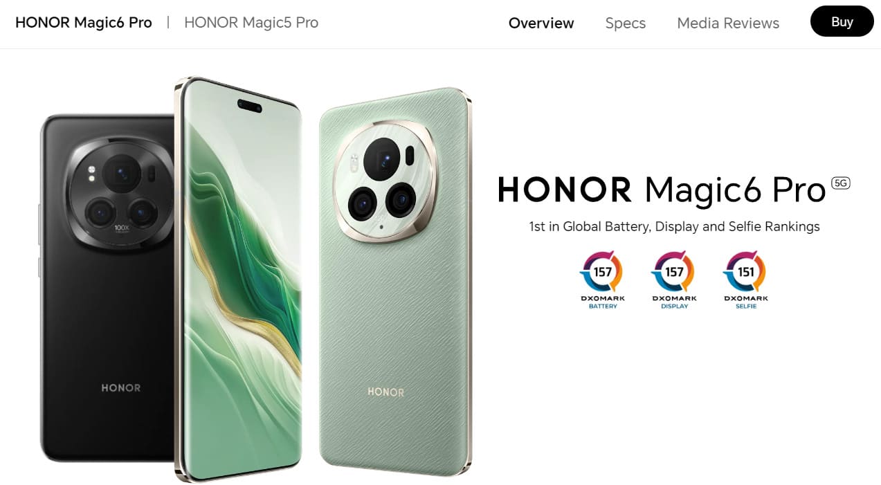 An image of the Honor Website showing the Honor Magic 6 Pro phone