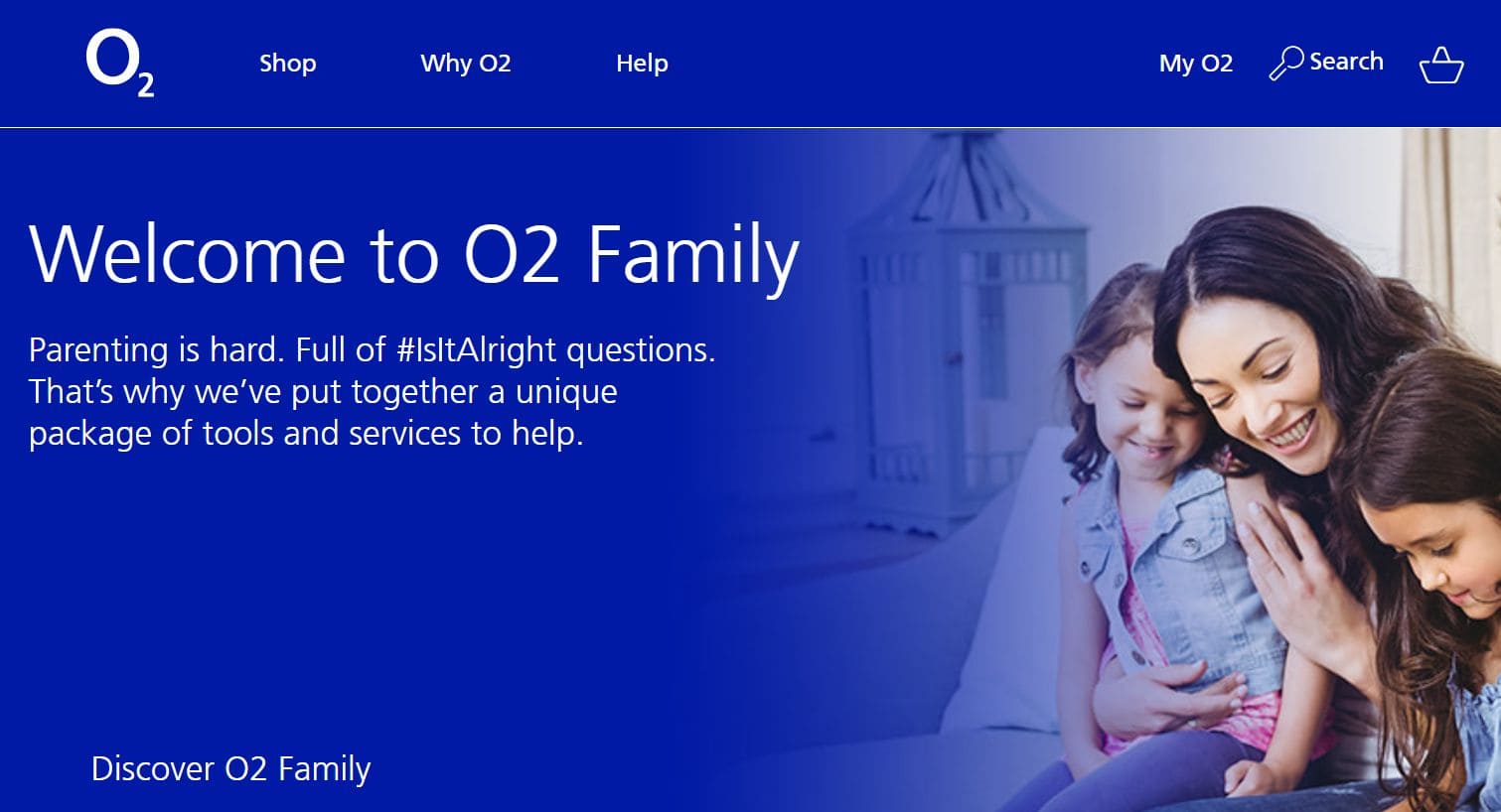 An image of the O2 Family Plan website