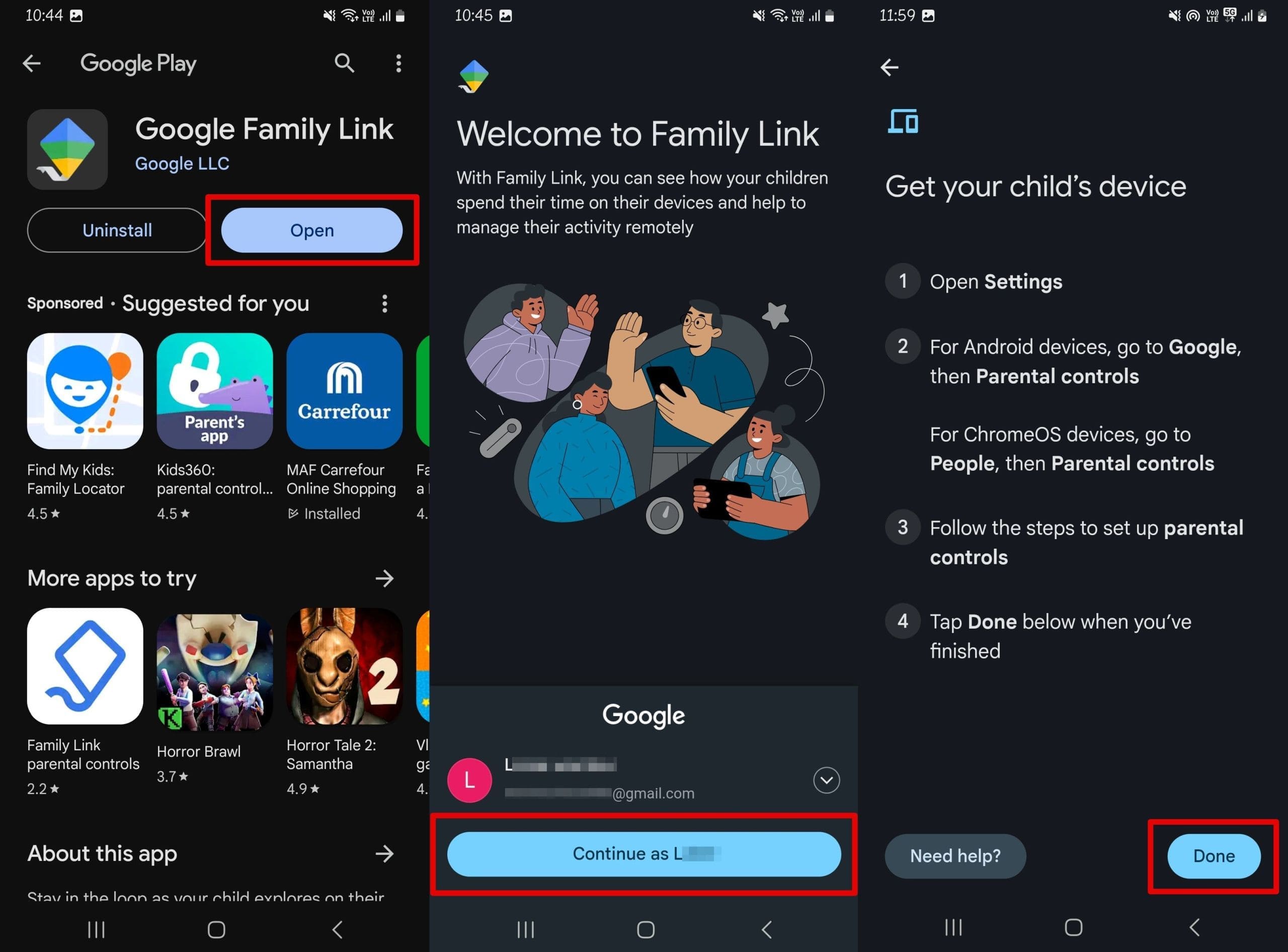 An image of setting up Google Family Link on parent and child’s phone