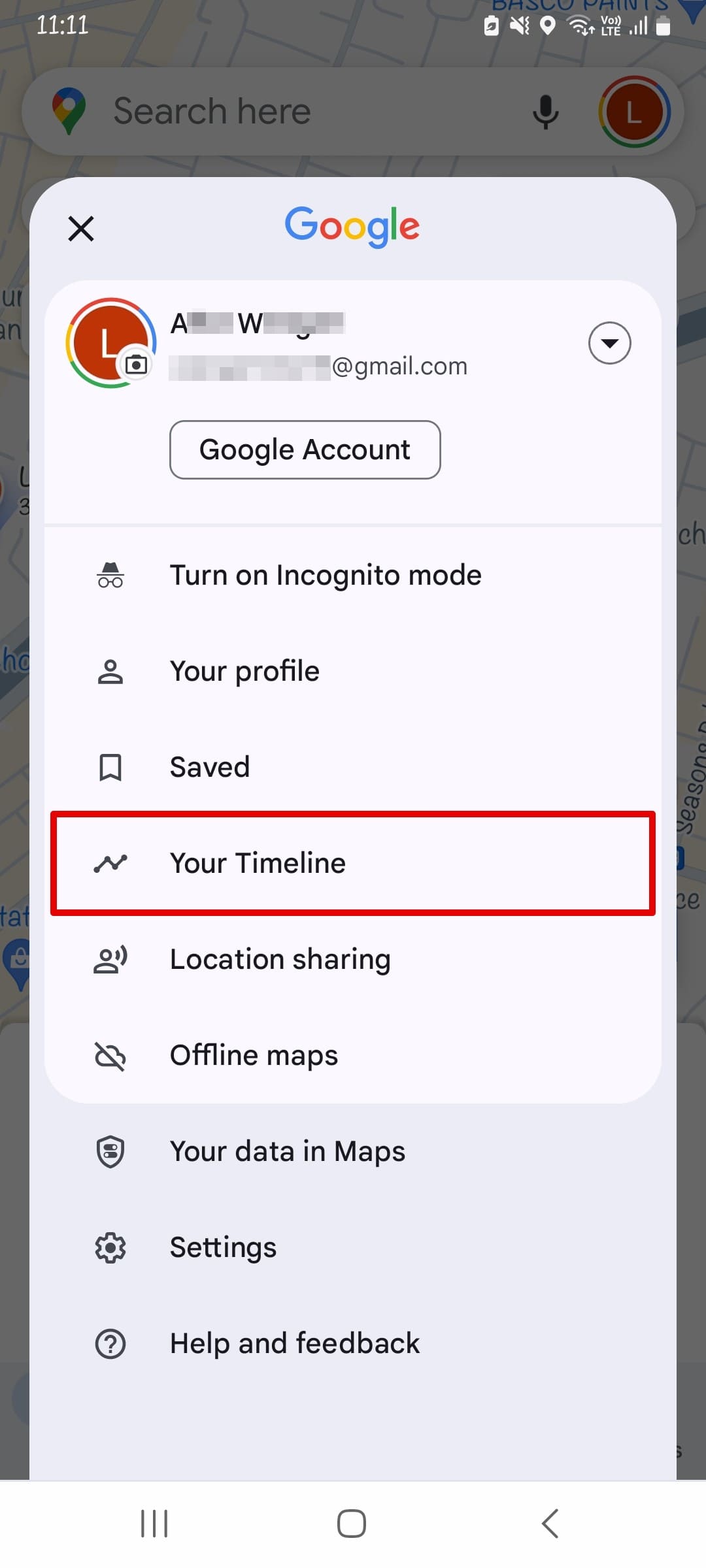 An image of “Your Timeline” feature on Google Maps