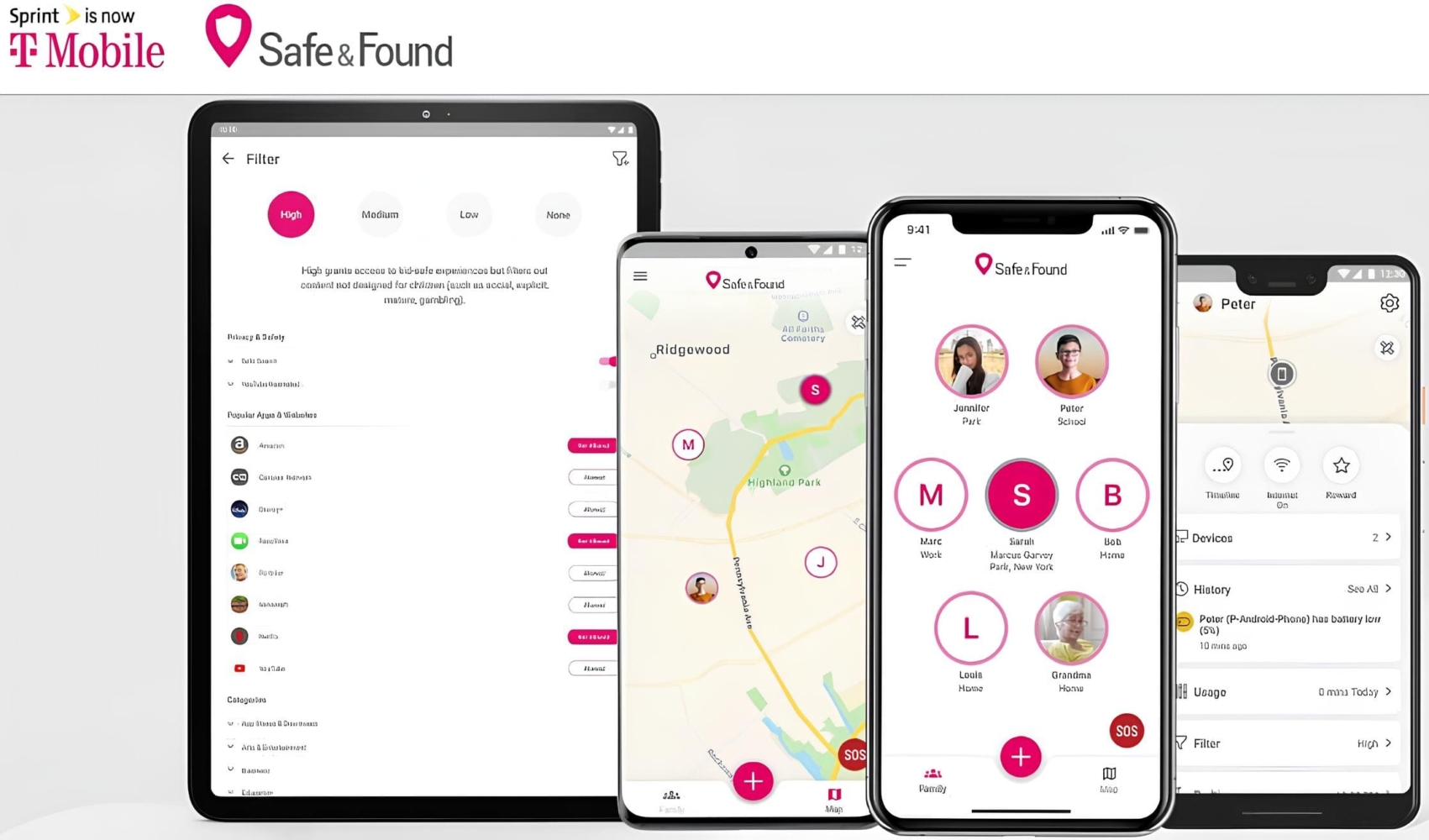 An image of T-Mobile parental controls screenshots on various devices