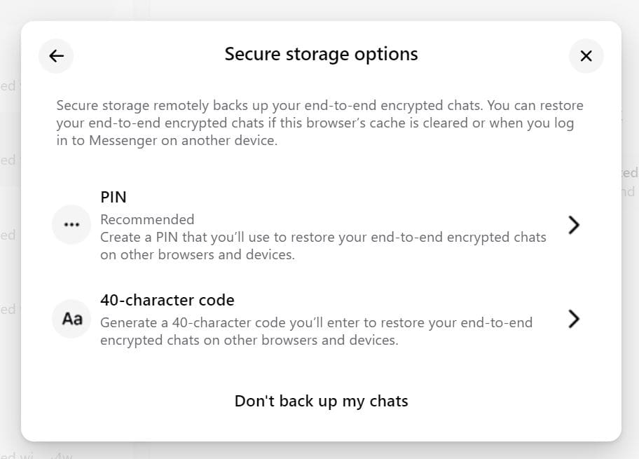 Protecting chat history with a PIN or virtual key in Google Drive