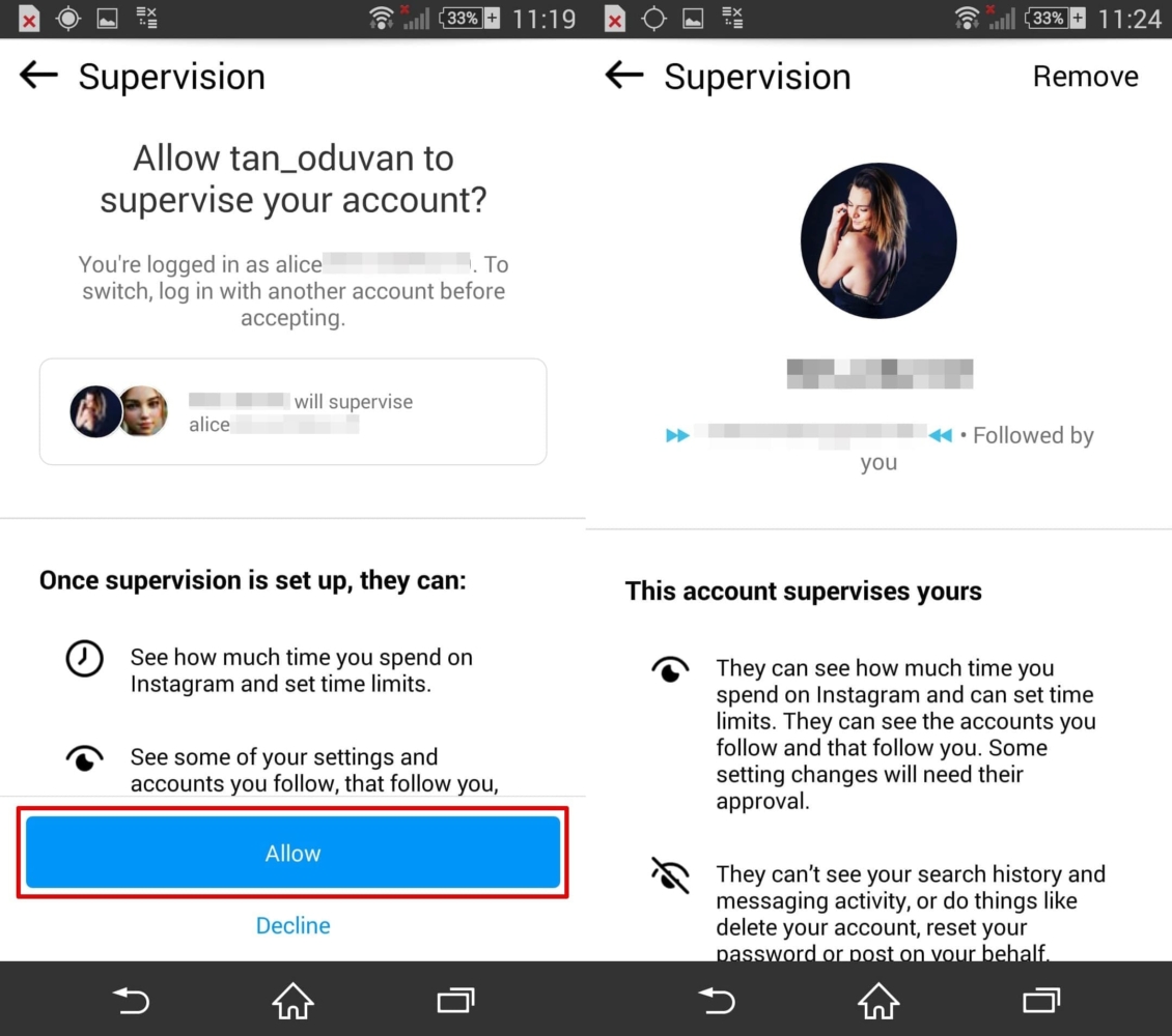 Linking accounts when you confirm a request for supervision in the Family Center